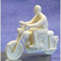 Motorbike and rider without helmet - Unpainted -Scale 1/43