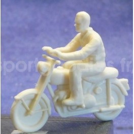 Motorbike and rider without helmet - Unpainted -Scale 1/43