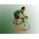 Cycliste r&eacute;tro position sprinteur - Peint vert